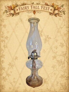 Hearth Happenings 🏠🧚‍♂️ Vintage EAGLE Amber & Clear Glass Oil Lamp J-2090